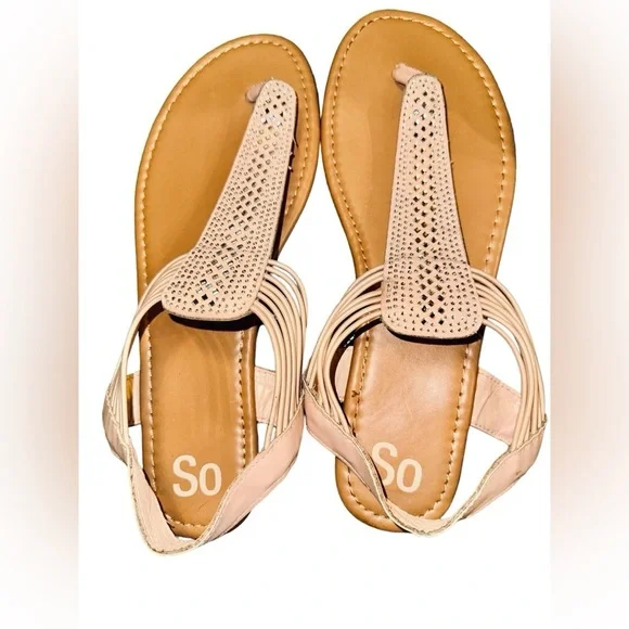 “SO” Size Extra Large (9.5-10) Pink Blush Strappy Womens Sandals - Picture 3 of 9